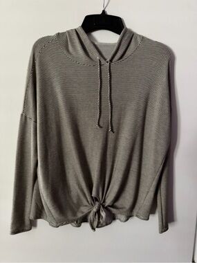 mts Striped Gray Tie Front Hoodie
